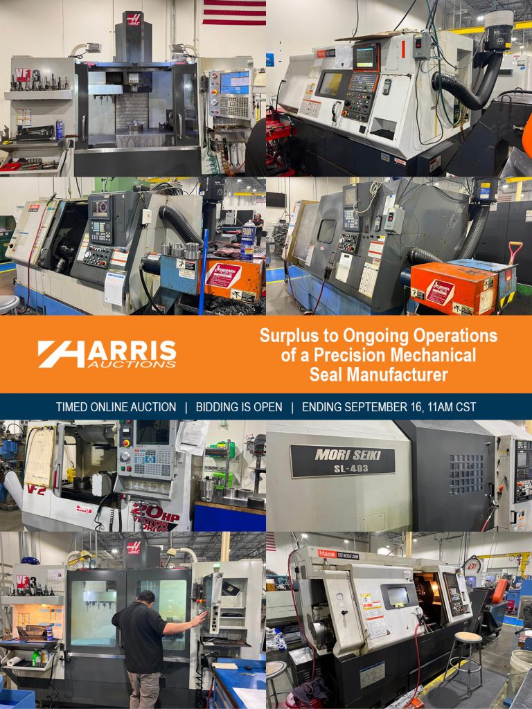 Timed Online Auction Surplus to Ongoing Operations of a Precision Mechanical Seal Manufacturer, Pasadena, TX