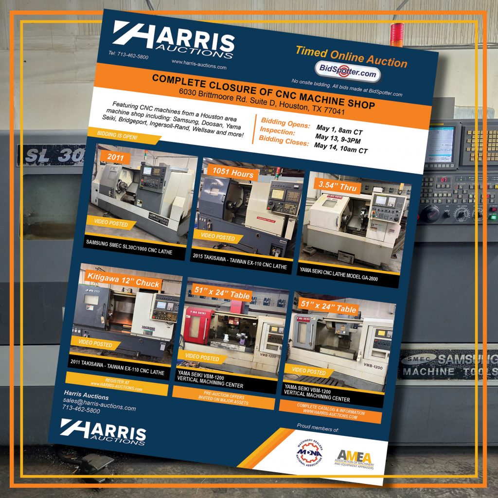 Auction from A Complete Closure of CNC Machine Shop - Houston, TX