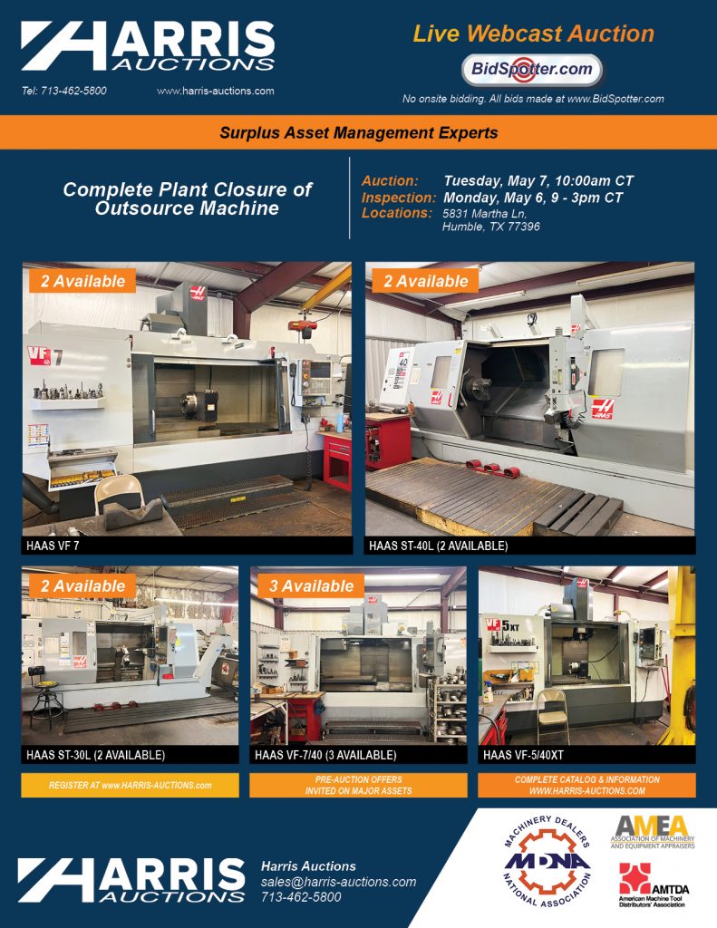 Live Machine Tools Auction - Outsource Machine - May 7